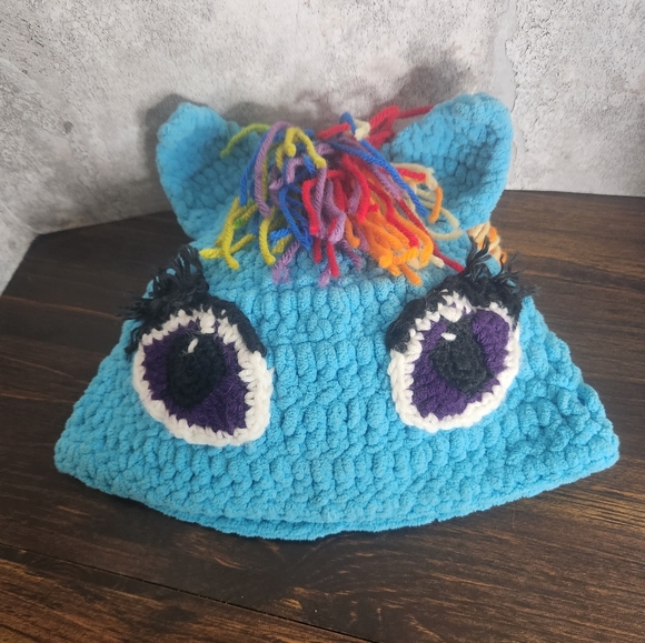 Hand made Crochet Pony My Little Pony Rainbow hat. Adult size - Picture 1 of 9